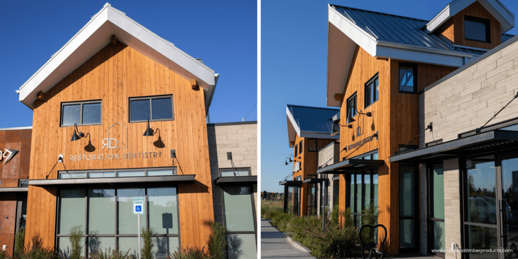 cedar wood siding - commercial dental office facade - montana timber products